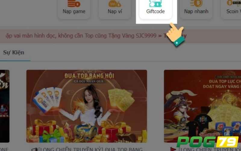 Giao diện nhập mã khuyến mãi POG79